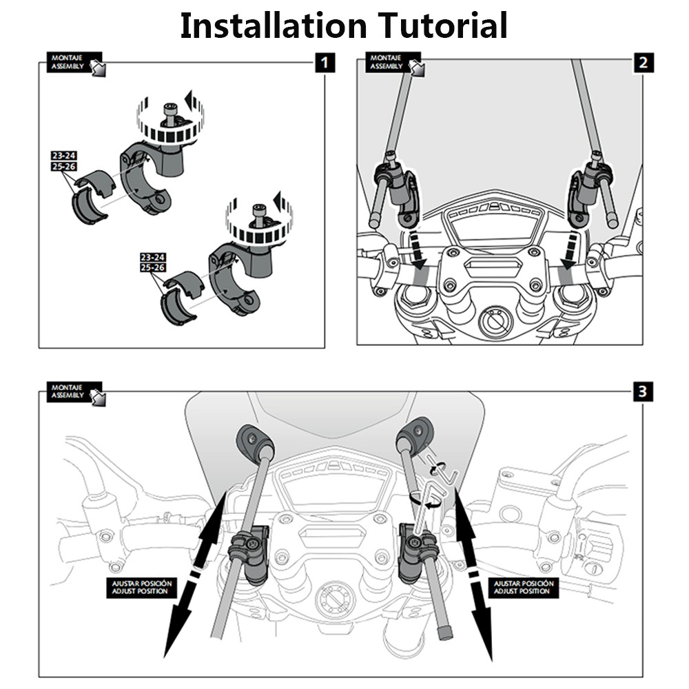 Kính Chắn Gió 22mm 25mm 28mm Gắn Tay Lái Xe Máy