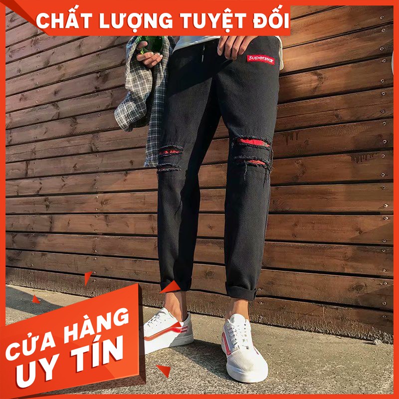 [HÀNG HOT 2020] QUẦN JOGGER ĐEN RÁCH GỐI KAKI