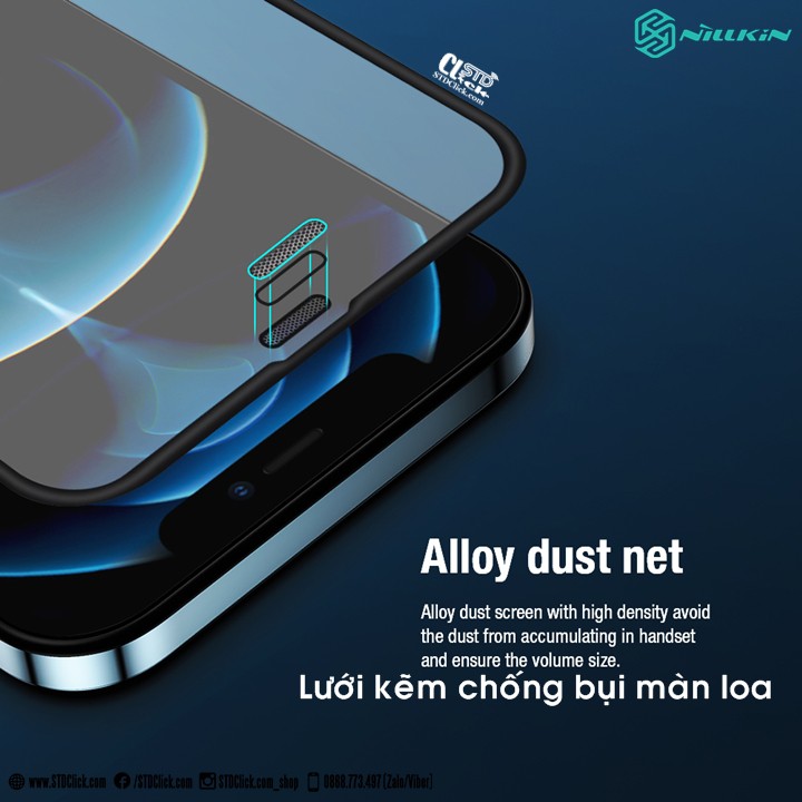 KÍNH CƯỜNG LỰC IPHONE 12 - 12 PRO NILLKIN PC VIỀN CAO CHỐNG TRẦY CHÍNH HÃNG