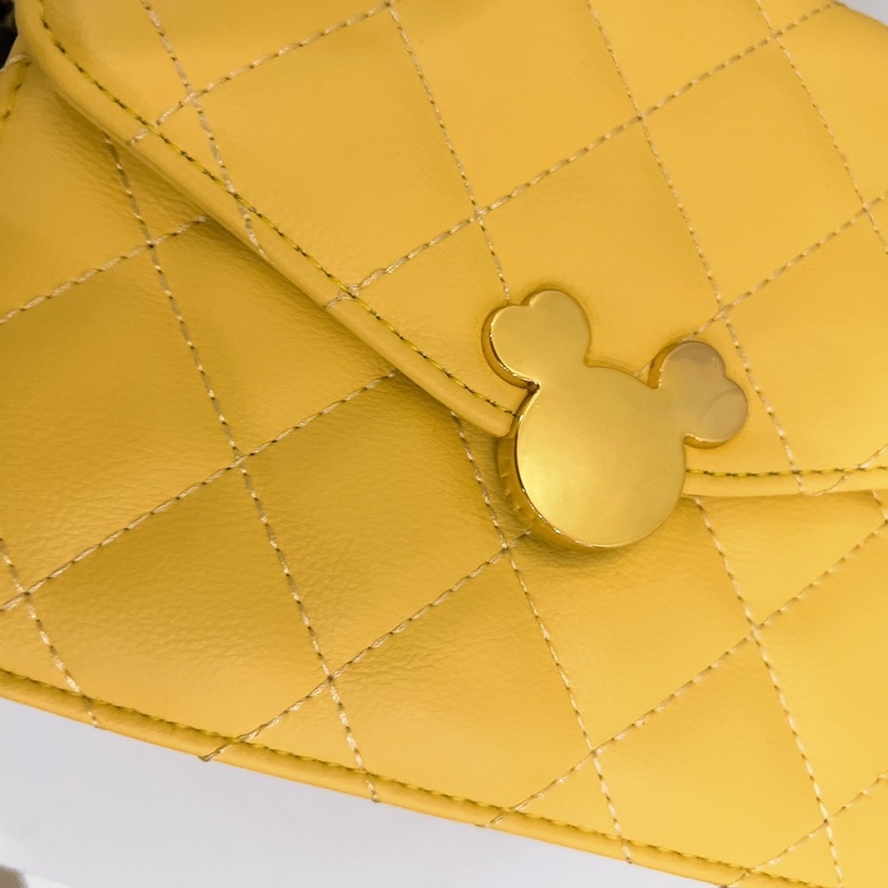 Túi đeo chéo khóa hình chuột dễ thương kèm nơ phối xích dây da phong cách Korea dễ thương thanh lịch