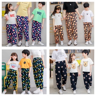 YAOEENH Quần cotton mỏng thoải mái thoáng mát thời trang mùa hè dành cho mẹ và bé trai/ bé gái