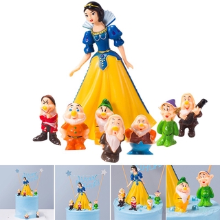 Set 8 Mô Hình Công Chúa Bạch Tuyết Và Bảy Chú Lùn Đáng Yêu Dùng Trang Trí Bánh Kem