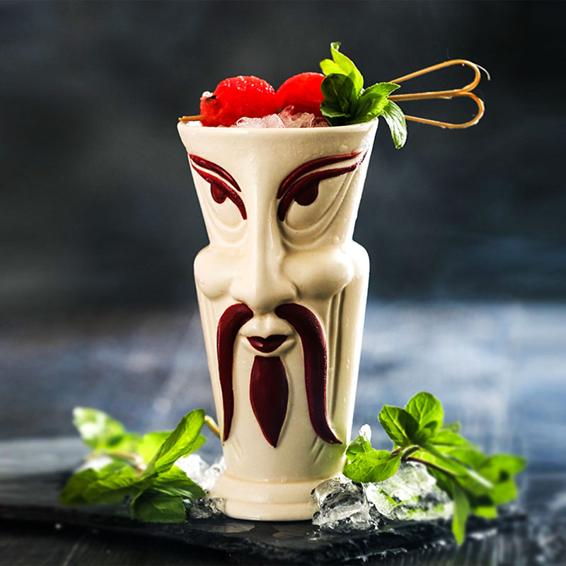 Ly Sứ Uống Cocktail Hình Samurai Tiki Phong Cách Hawaii Sáng Tạo