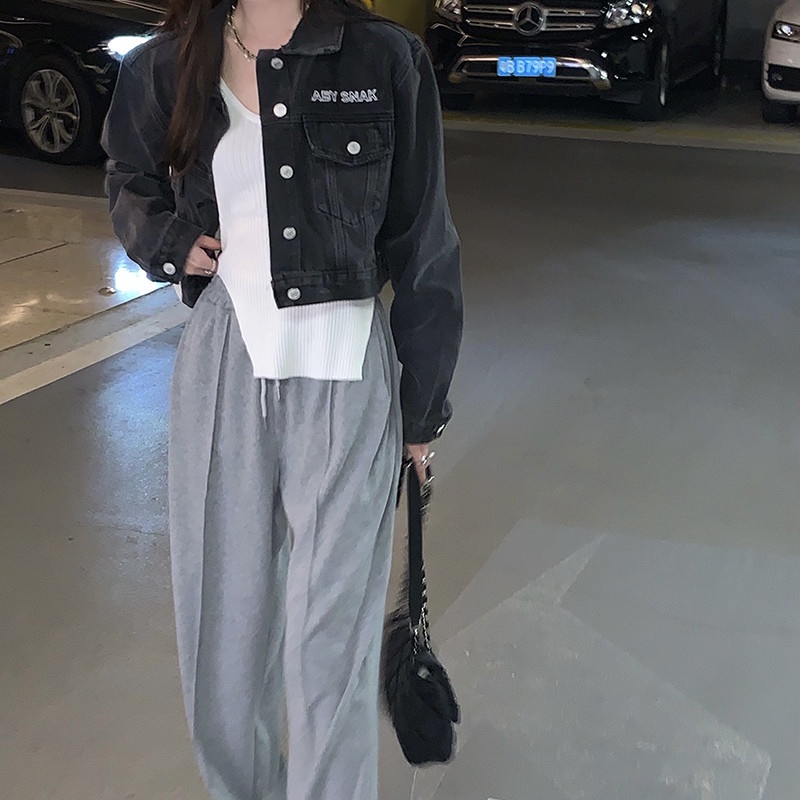 Áo Khoác Denim Tay Dài Thời Trang Mùa Thu Cho Nữ