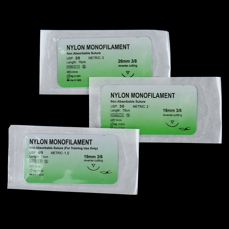 Set 6 Cuộn Chỉ Y Tế 2 / 0 3 / 0 4 / 0 Sợi Nylon Không Làm Tổn Thương Da