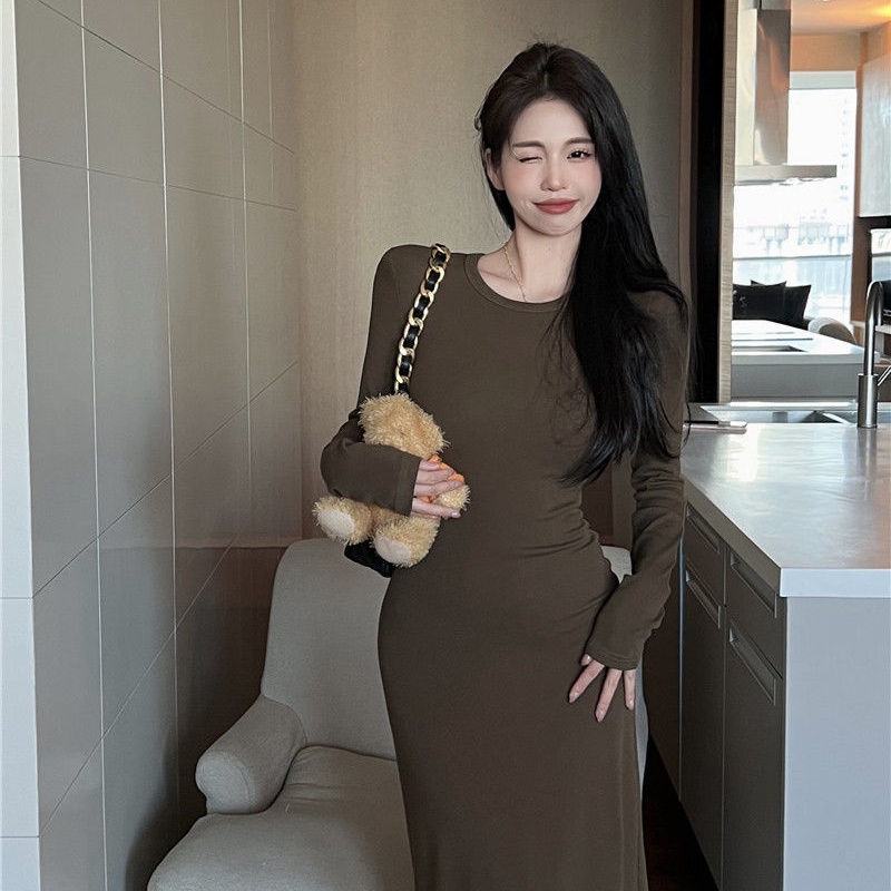 COZOK Đầm Dài Tay Ôm Eo Thời Trang Dành Cho Nữ