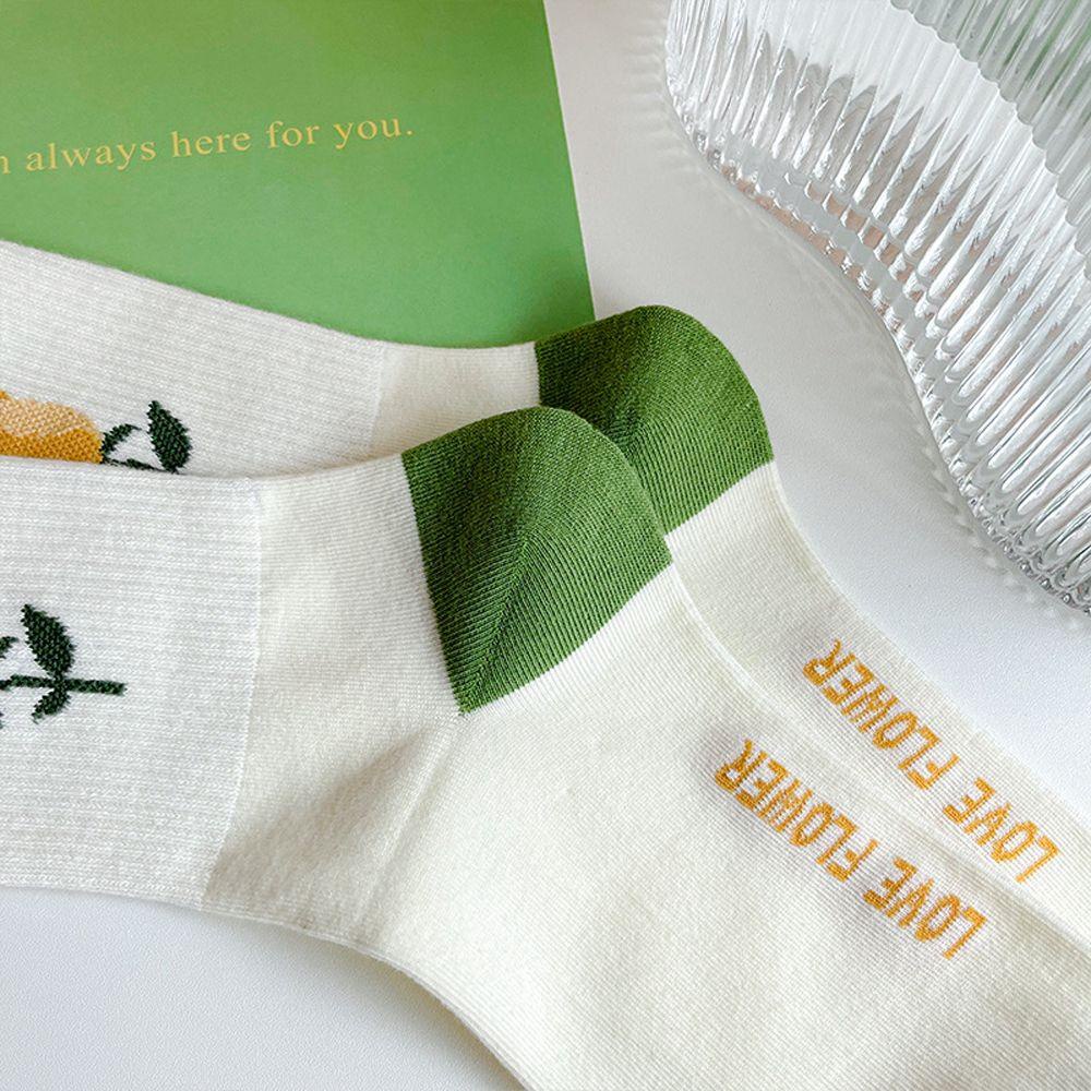 Đôi Vớ Thể Thao Bằng Vải Cotton Họa Tiết Hoa Tulip Thời Trang Sành Điệu Cho Nữ