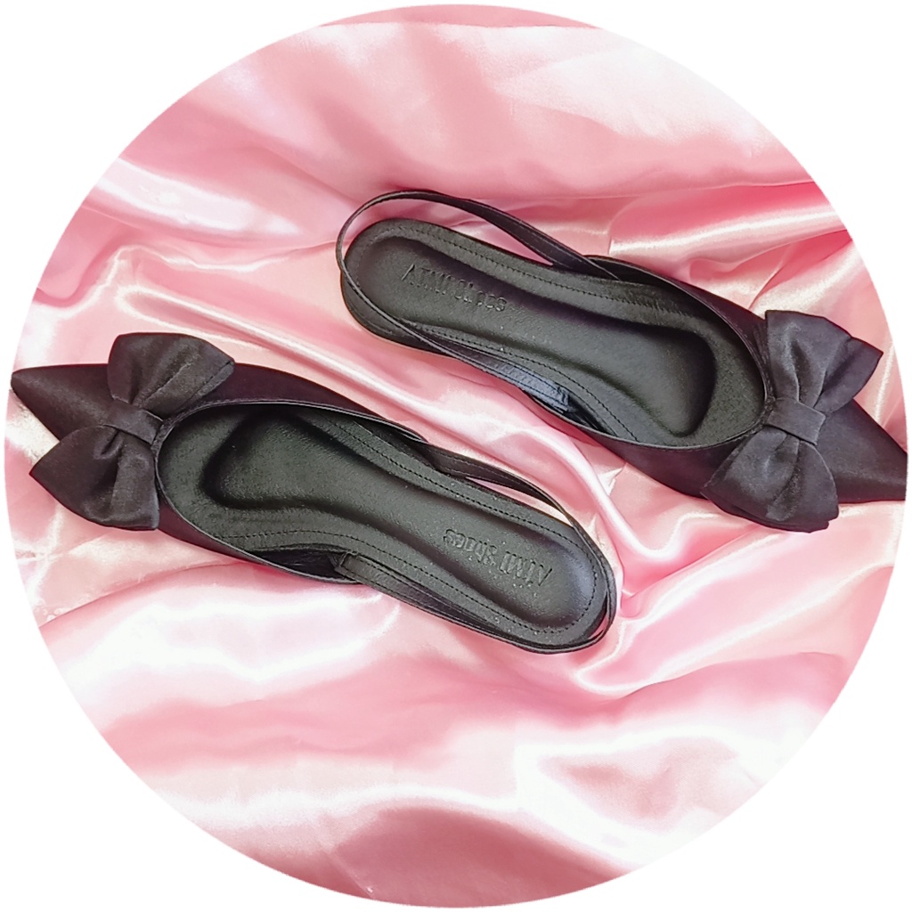 Giày nữ slingback thắt nơ lụa satin thanh lịch hè 2022-giày bệt nữ mũi nhọn mẫu mới bền đẹp giá tốt mã SLNGBACK