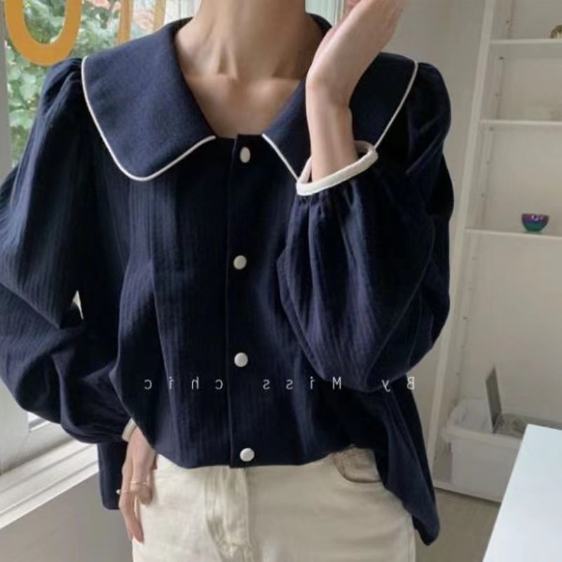 Áo sơ mi SUXI tay dài phồng đơn giản phong cách Hàn Quốc cho nữ