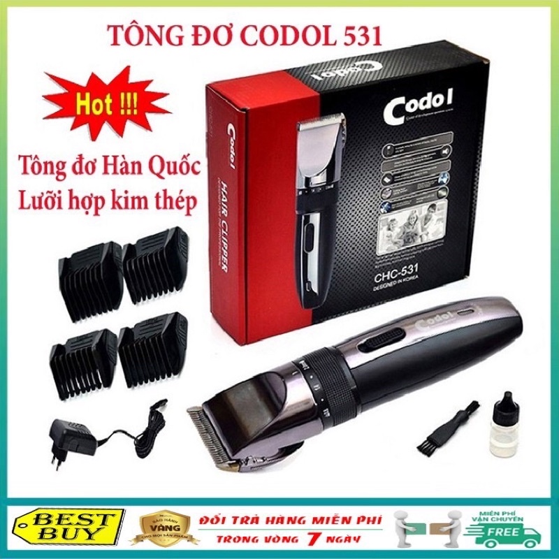 Tông đơ cắt tóc gia đình Codol 531 chính hãng , tăng dơ người lớn - trẻ em , máy hớt tóc cho bé bấm viền sạc pin