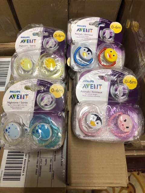 Set 2 Ti giả Avent 0-6m; 6-18m chống vẩu