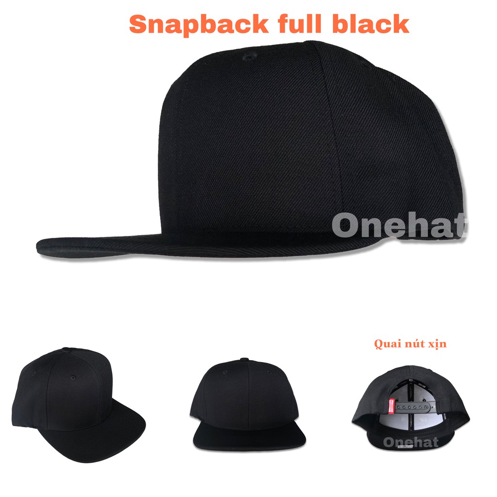 Nón Trơn đen Snapback vành thẳng- chất lượng cao- fom cứng đẹp