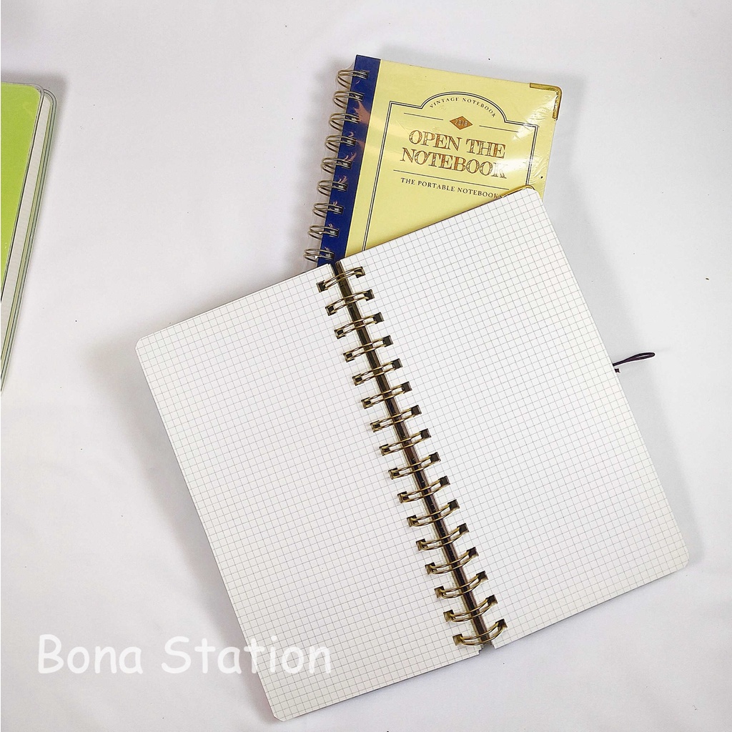 Sổ tay ô vuông vintage notebook bìa cứng 100 trang 100gsm | BNM048