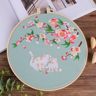 Bộ Kit tự thêu tay Tranh hoa cỏ Kit tập thêu Hoa Cherish mẫu Hoa Sen Bát Bảo / Anh Đào MIE SHOP HANDMADE
