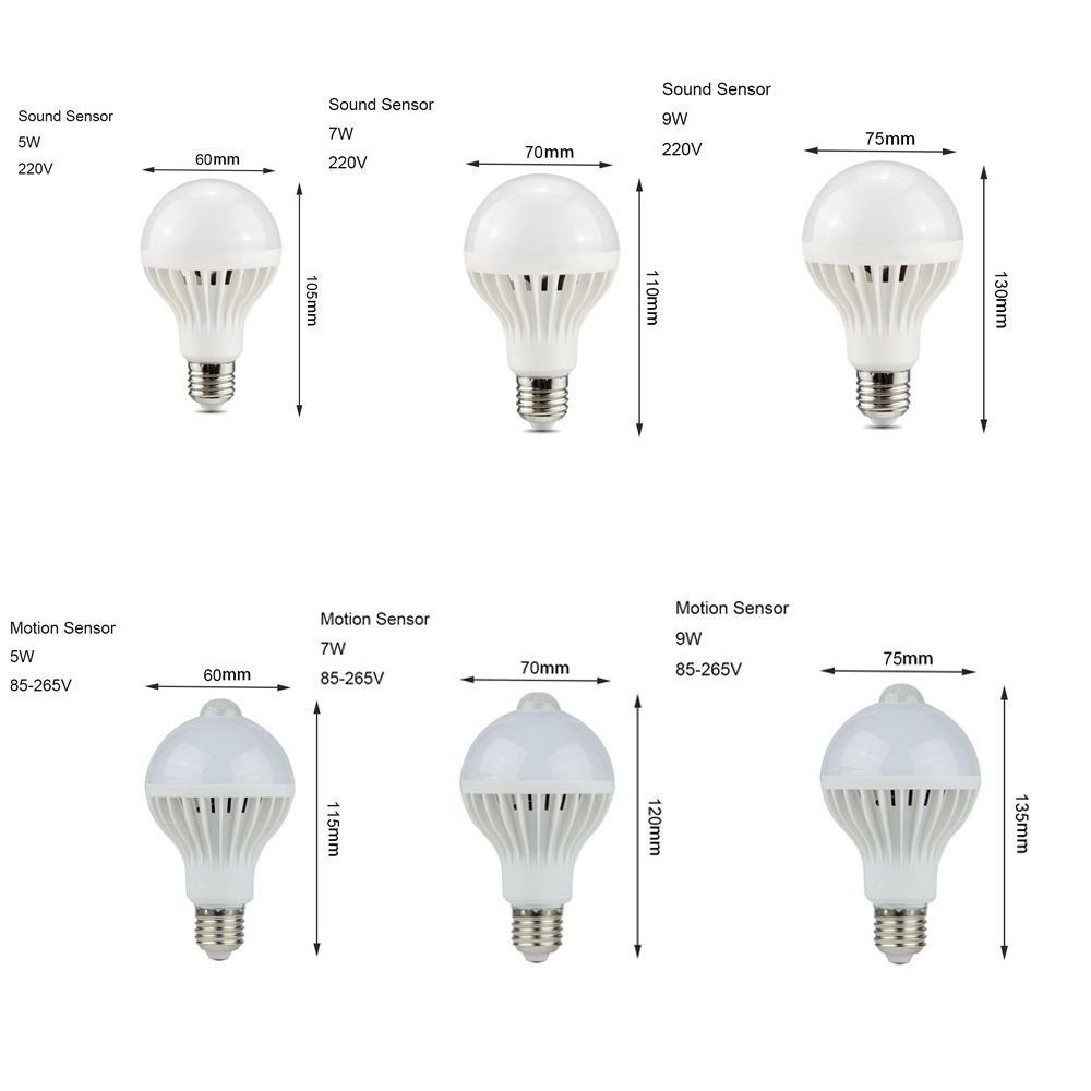 Bóng Đèn Led Thông Minh 5w / 7w / 9w Cảm Biến Chuyển Động Tiết Kiệm Năng Lượng