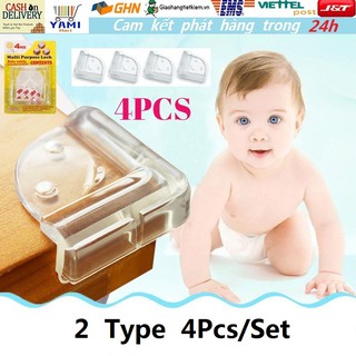 【Có hàng sẵn】4Pcs/Set Bộ 4 miếng nhựa dẻo bọc góc bàn,tủ,giường,nẹp góc SILICON trong suốt chống va đập an toàn cho bé