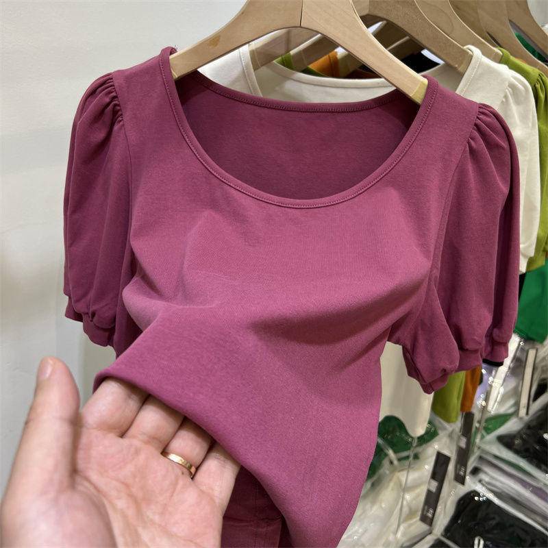 Áo Thun Cotton Ngắn Tay Cổ Tròn Màu Trơn Thời Trang Mùa Hè 2022 Mới