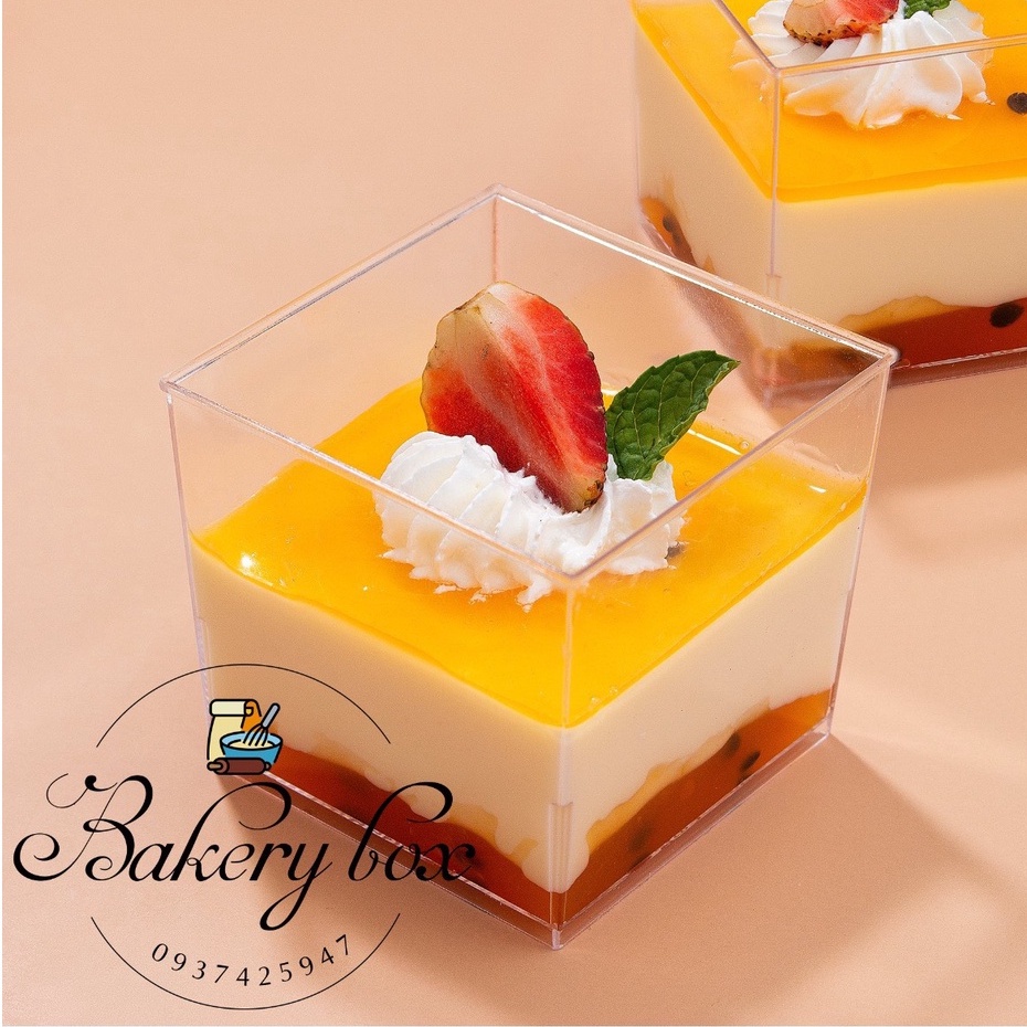 LC-5550 | 100 Hộp Mousse Vuông Đựng Bánh Tiramisu, Yogurt, Panna Cotta