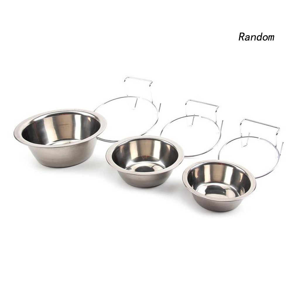 Bát đựng đồ ăn/ nước uống treo lồng bằng thép không gỉ cho thú cưng