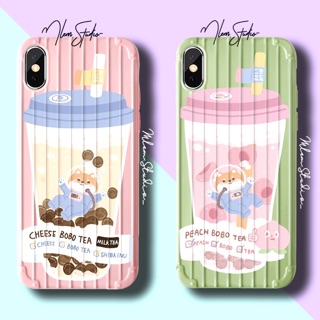 Ốp vali dẻo cún shiba trà sữa trà đào cute