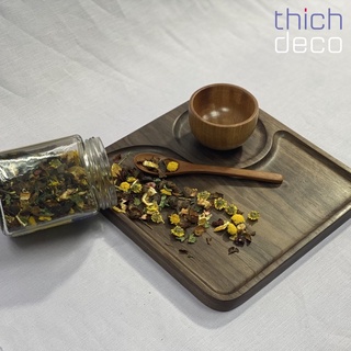 Khay gỗ óc chó Vuông chia ngăn K9.OC 22x22 nhập khẩu nguyên khối hàng Việt Nam