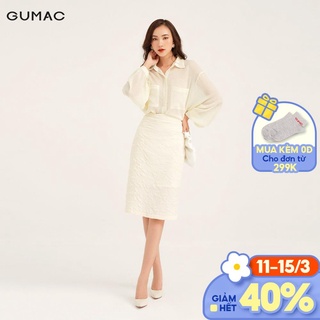 Áo sơ mi nữ thiết kế 2 túi GUMAC màu vàng freesize AB195