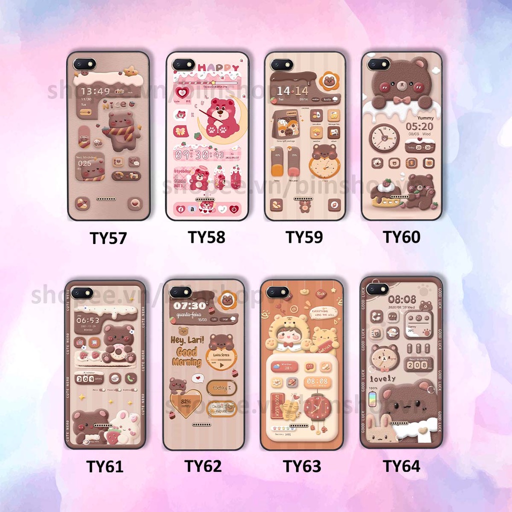 Ốp Xiaomi Redmi 4A / 5A / 6A in 3D icon gấu nổi siêu xinh, siêu đáng yêu, cá tính phong cách
