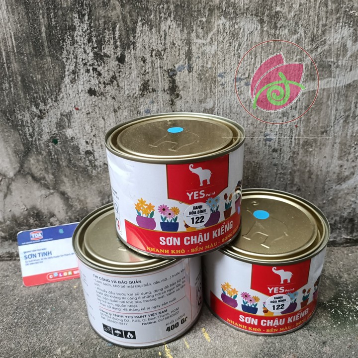 Sơn chậu cảnh, chậu kiểng 1K Yes Paint màu xanh hòa bình 400g