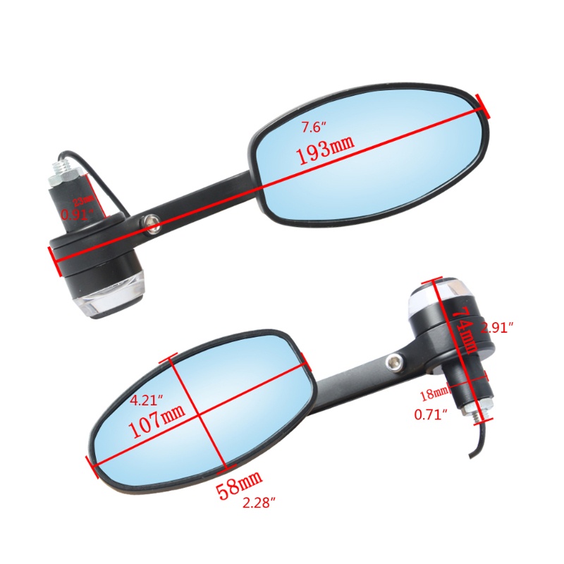 Bộ 2 Gương Chiếu Hậu Có Đèn LED Tín Hiệu Thông Dụng Cho Xe Máy