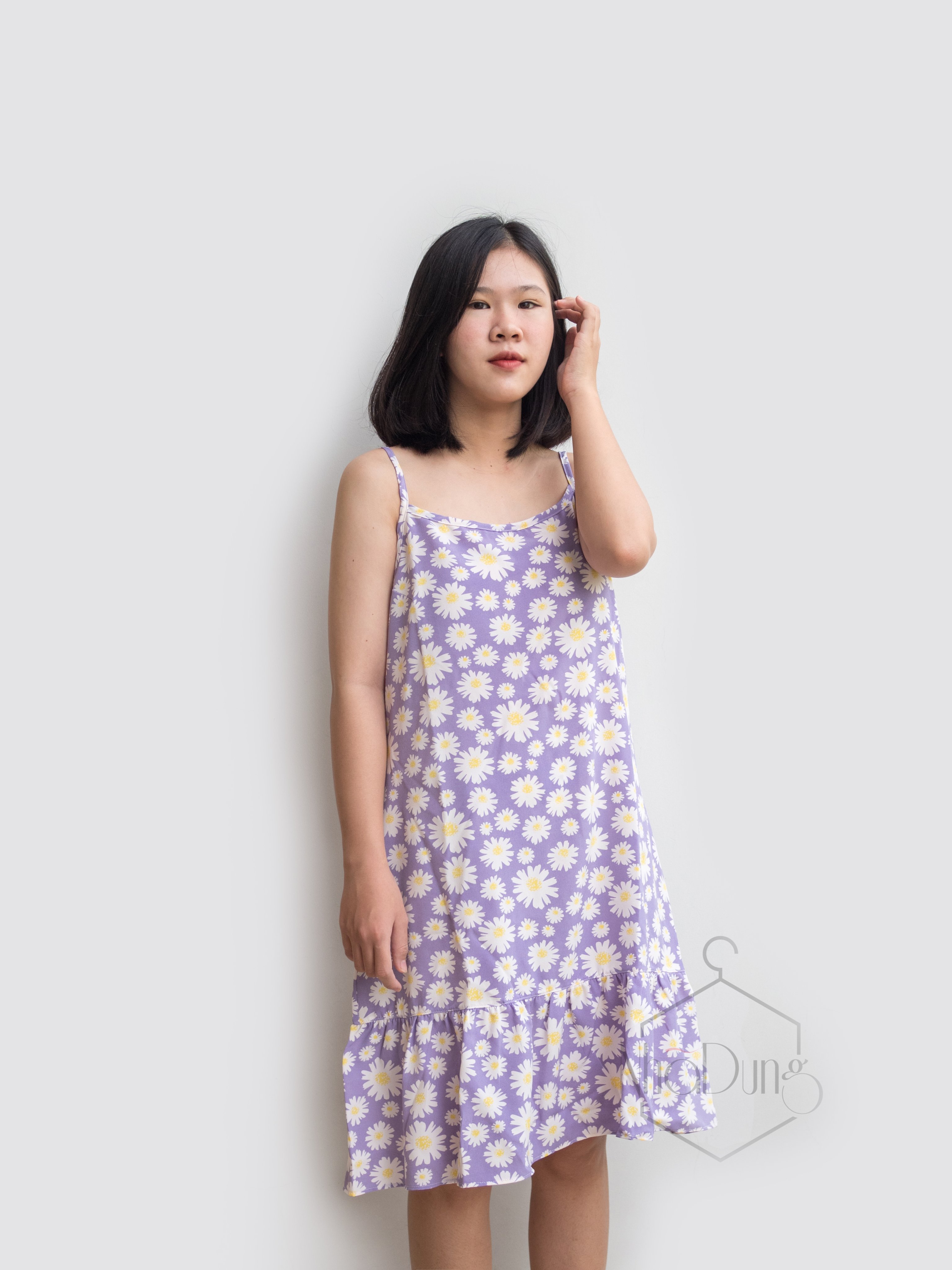 [Mã SMA071008 hoàn 10K xu đơn 0Đ] Váy ngủ 2 dây dễ thương họa tiết cúc họa mi chất vải silk lụa size tử 40-65kg | BigBuy360 - bigbuy360.vn