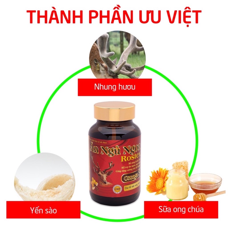 viên ăn ngủ ngon omega 3 Rostex hỗ trợ ăn ngon, tăng cường sức đề kháng- chai 60 viên