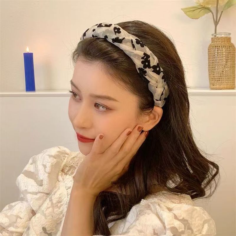 Băng Đô Cài Tóc Bản Rộng Đính Ngọc Trai Giả Thanh Lịch Thời Trang Hàn Quốc Cho Nữ