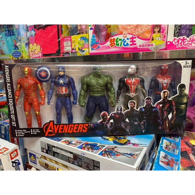 Đồ chơi siêu nhân - Biệt đội siêu anh hùng Avengers -hộp 5 nhân vật Iron man, Captain America, Hulk, Ant man, Spider man