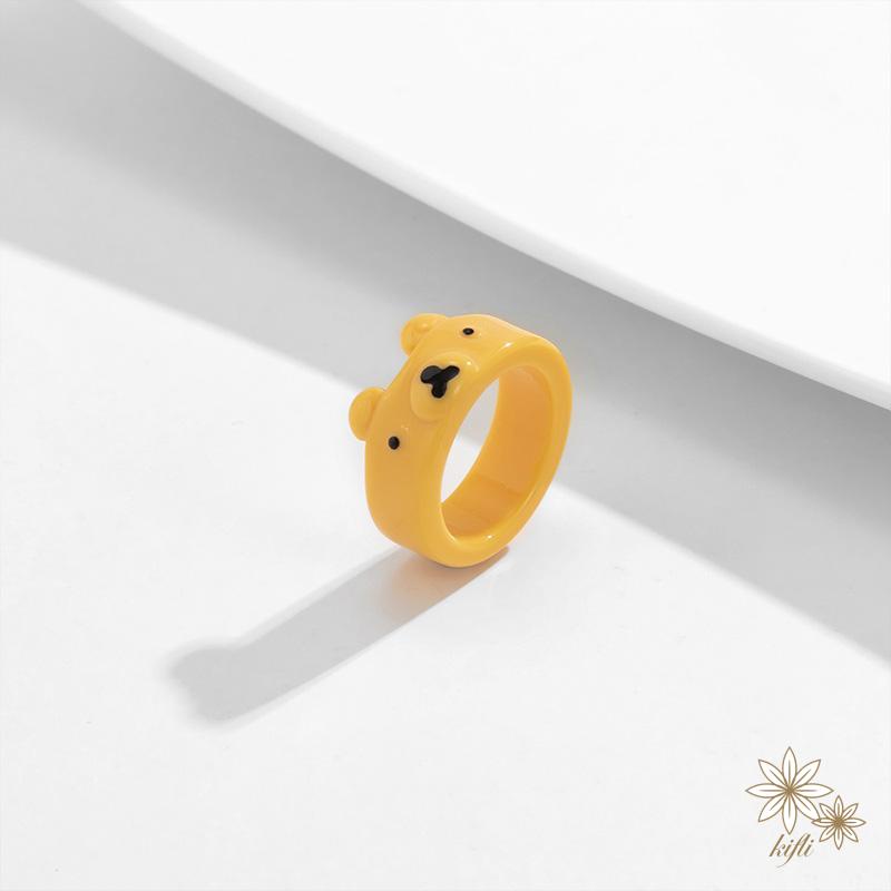 【kifli】Women Cartoon Candy Color Resin Octopus Bear Rings [Lovely Jewelry Gifts For Girl Friends]（quà tặng ngày thiếu nhi）