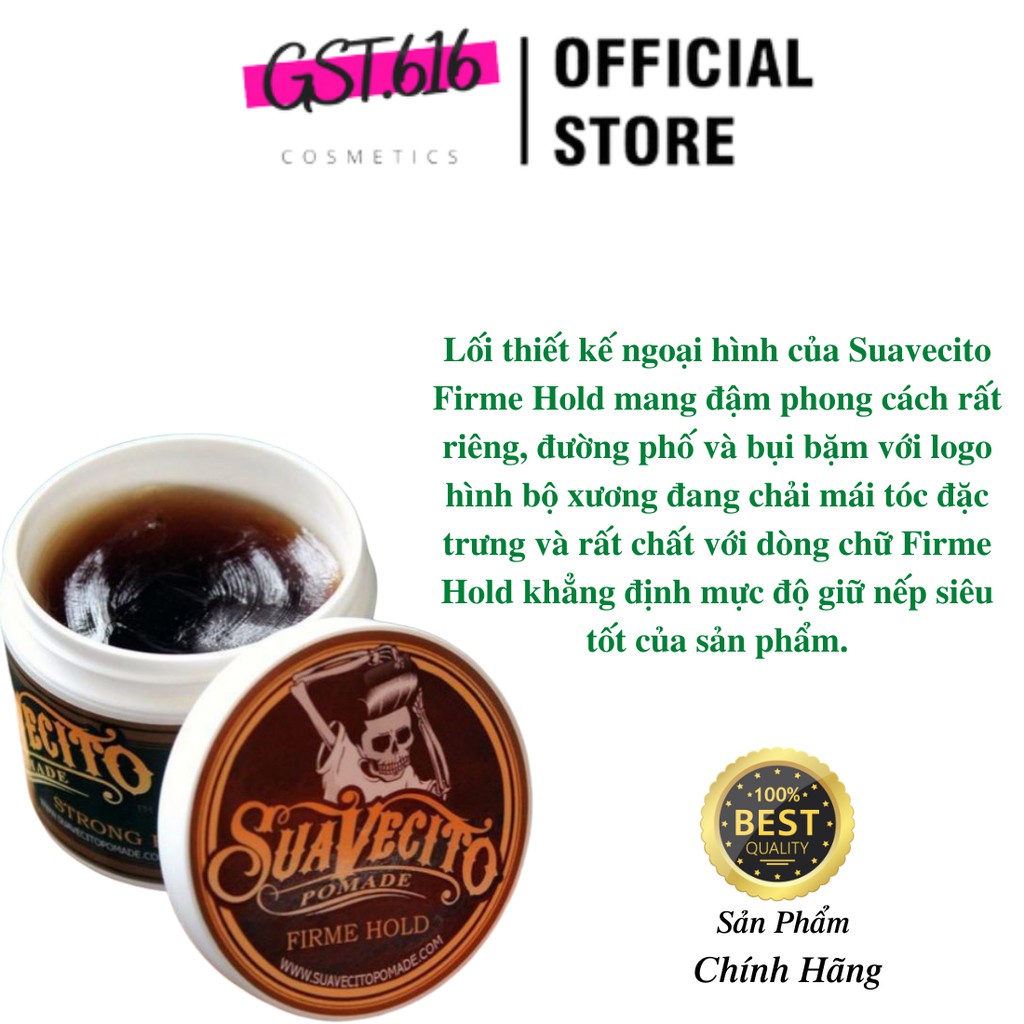 Sáp vuốt tóc nam tạo kiểu tóc Suavecito Firme Hold Pomade siêu cứng giữ nếp