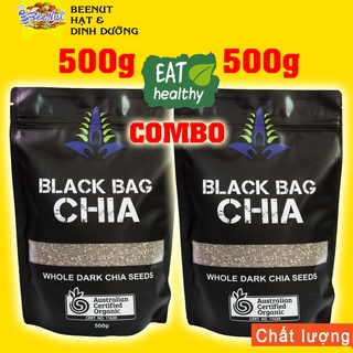 Hạt chia đen Úc 1Kg (combo 2 gói) - Giàu Omega 3, Omega 6 giúp tăng cường trí não, nâng cao sức khỏe tim mạch