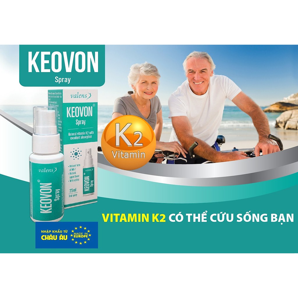 [CHÍNH HÃNG] Keovon Spray Vitamin K2 (MK7 tự nhiên) Dạng Xịt - [25 ml] - Kích thích phát triển chiều cao cho trẻ em