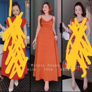 Đầm maxi lụa cổ đổ cao cấp 2 màu