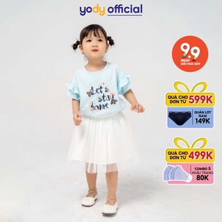 Áo thun YODY trẻ em in Let't stay home mềm mịn thấm hút KID4022