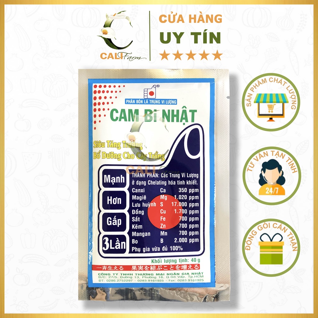 Phân bón trung vi lượng Cam Bi Nhật gói 40gr Siêu Tăng Trưởng, Bổ Dưỡng cho Cây Trồng