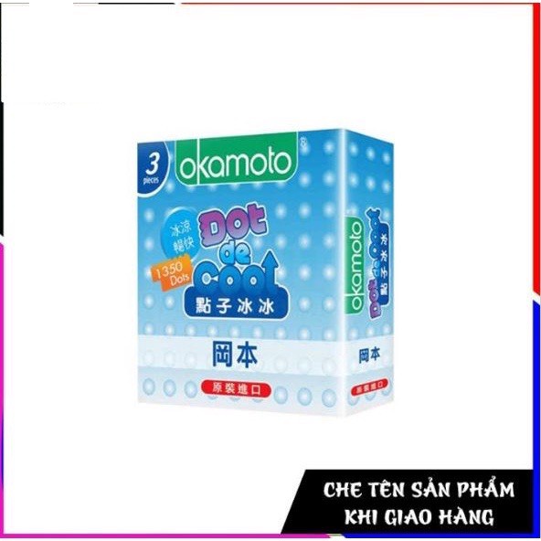Bao Cao Su Okamoto Dot De Cool Gai Lạnh - hộp 3 cái,hộp 12 cái ( che tên sản phẩm )