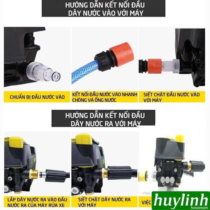 Máy xịt rửa xe mini gia đình Zukui S3 2000W - may rua xe - Dây cao áp 15 mét + thân nối dài