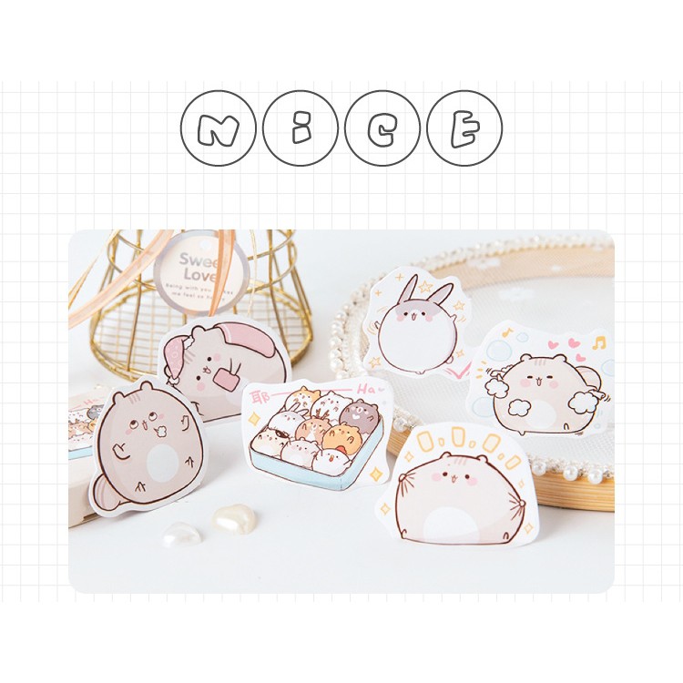Hộp 45 miếng sticker mẫu khay chuột béo đáng yêu