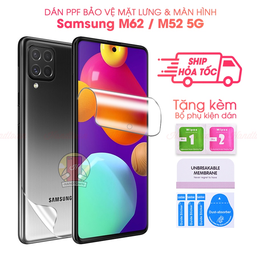 Miếng Dán PPF Samsung Galaxy M62 M52 F52 F41 M42 F12 F02s 4G 5G Cường Lực Dẻo Bảo Vệ Màn Hình và Mặt Lưng Khỏi Trầy Xước