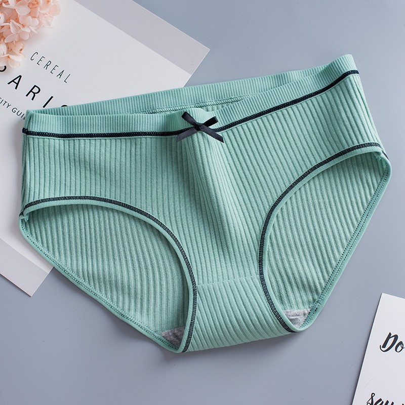 Quần lót nữ cotton tăm tre đính nơ gân 2 mặt siêu thấm hút mồ hôi BIBINO
