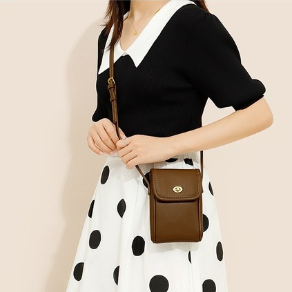 Túi Đeo Vai Đựng Điện Thoại Màu Trơn Đơn Giản Thời Trang Cho Nữ