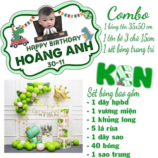 Sét bóng trang trí sinh nhật chủ đề khủng long tại nhà - bóng sự kiện trang trí sinh nhật cho bé màu xanh lá
