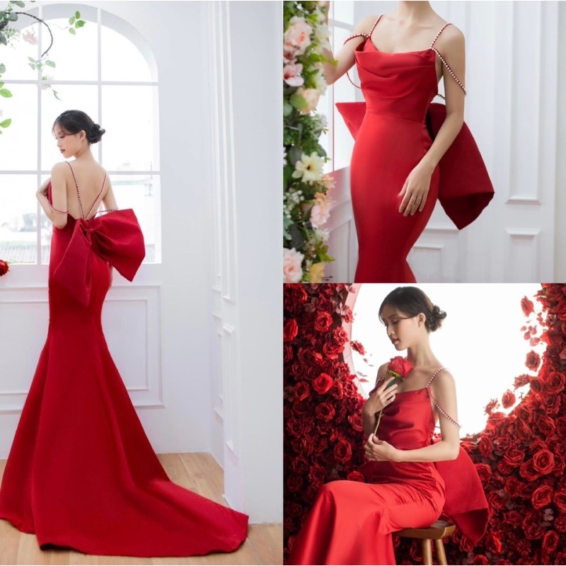 MS1304y ĐẦM BODY ĐUÔI CÁ CỔ ĐỔ NƠ LƯNG  ( đầm, nơ lưng) full size S/M/L/XL