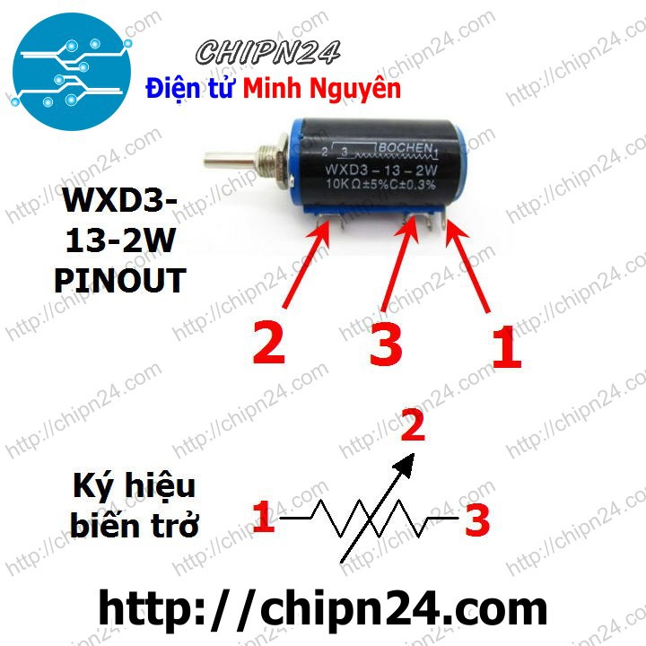 [1 CHIẾC] Biến trở WXD3 220R (WXD3-13-2W 10 vòng) (220 ôm)