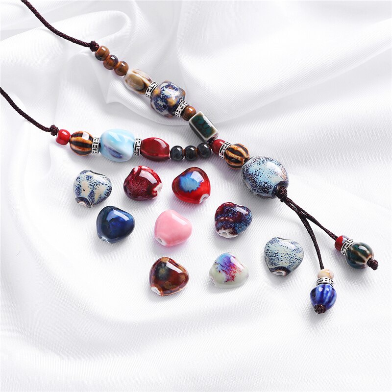 10 Hạt Xỏ Lỗ Hình Trái Tim Nhiều Màu Kích Thước 16x15mm